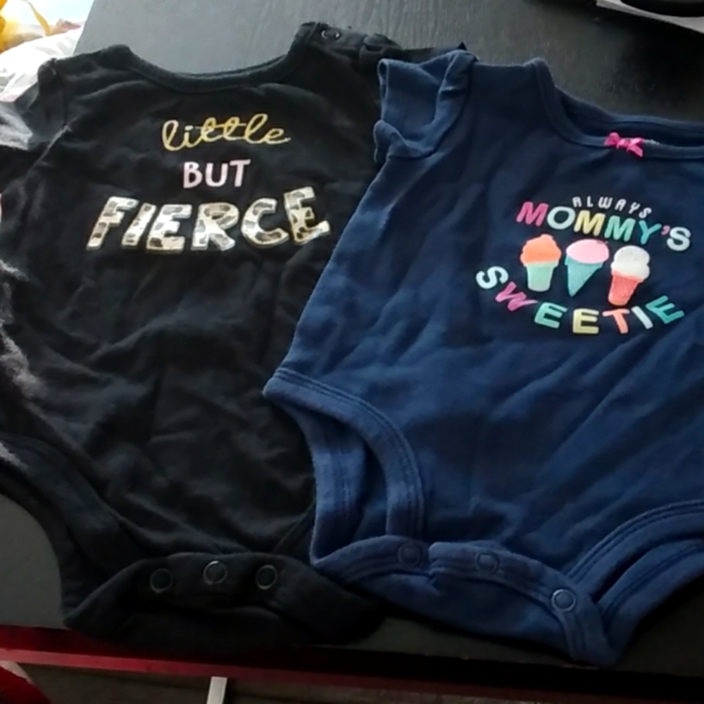 Let baby talk! Cute sayings on these 0-3mos. Onesies in like new condition.